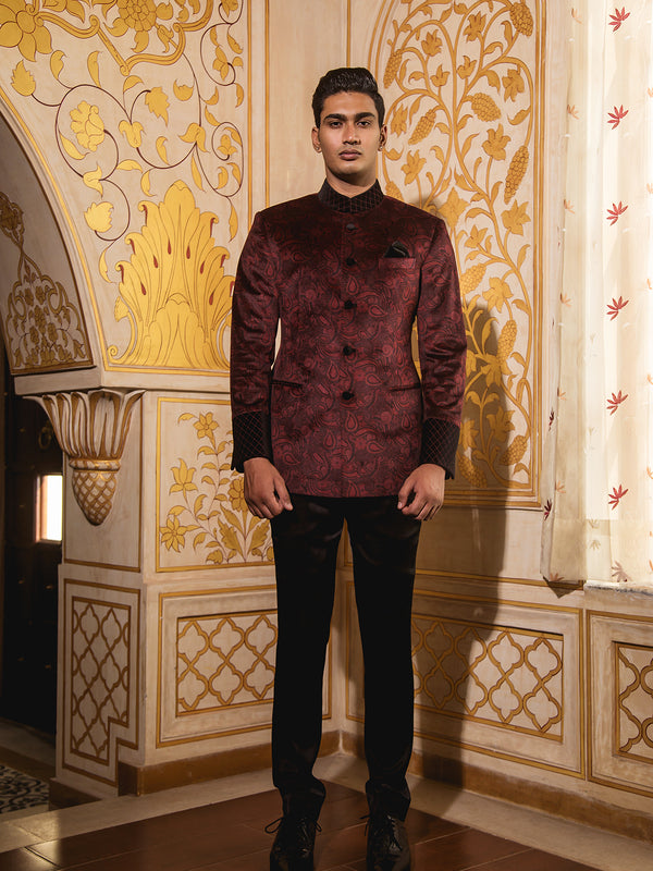Buy Light Pinkish Cream Floral Printed Designer Jodhpuri Suit | Manav Ethnic